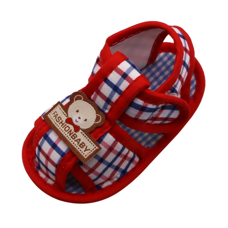 Sandales Bébé d’Été à Motif Ourson – Premiers Pas Semelle Souple™