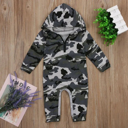 🧢🪖 Combinaison Bébé Camouflage à Capuche – Coton Doux – Manches Longues – 0 à 24 Mois™ - Planète bébé