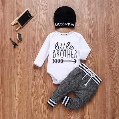 👶 Ensemble 3 Pièces Bébé Garçon – Body à Manches Longues + Pantalon + Bonnet – 0 à 18 Mois™ - Planète bébé