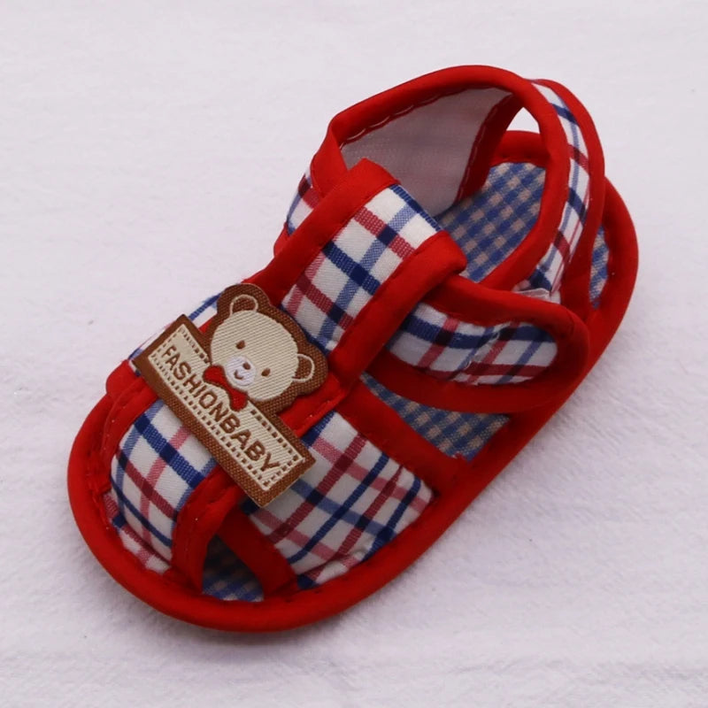 Sandales Bébé d’Été à Motif Ourson – Premiers Pas Semelle Souple™
