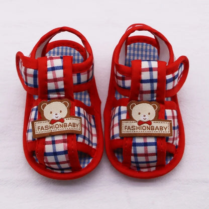 Sandales Bébé d’Été à Motif Ourson – Premiers Pas Semelle Souple™