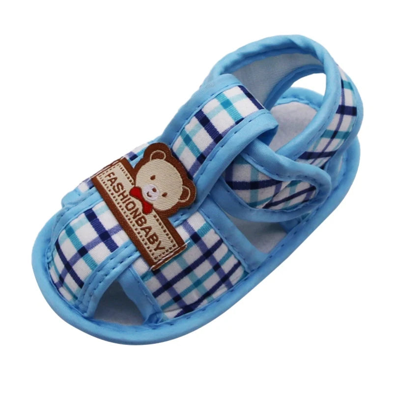 Sandales Bébé d’Été à Motif Ourson – Premiers Pas Semelle Souple™