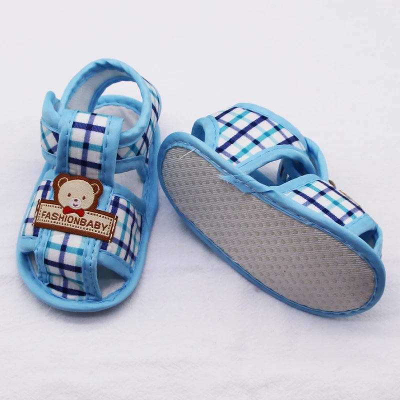 Sandales Bébé d’Été à Motif Ourson – Premiers Pas Semelle Souple™