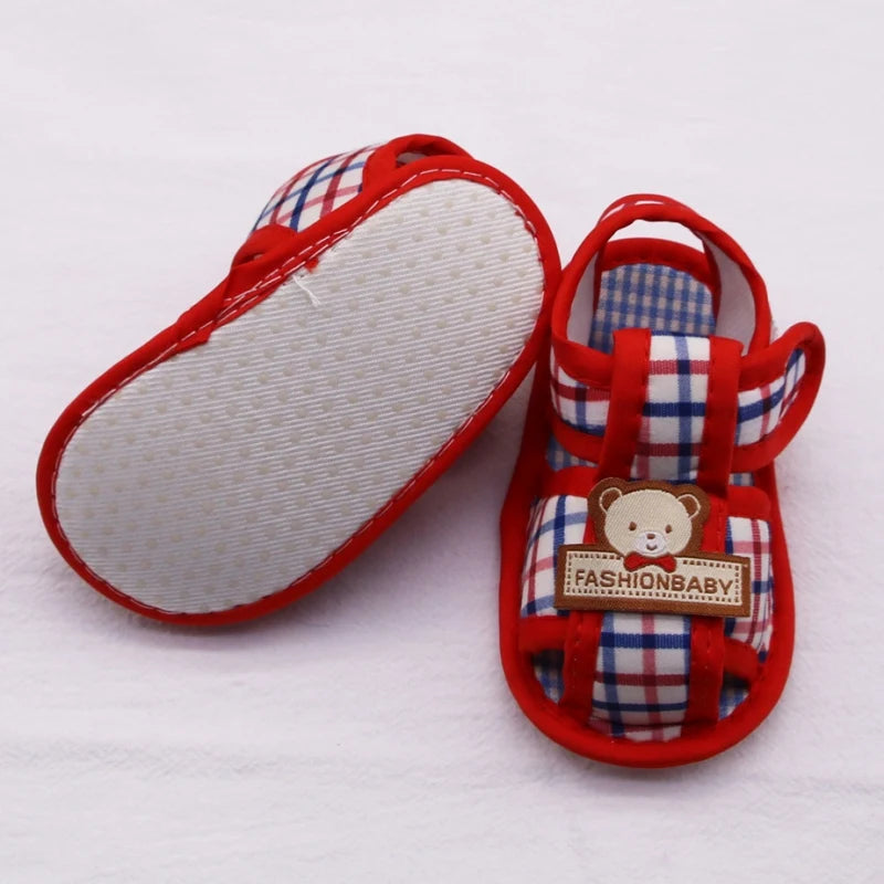 Sandales Bébé d’Été à Motif Ourson – Premiers Pas Semelle Souple™