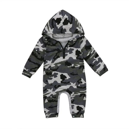 🧢🪖 Combinaison Bébé Camouflage à Capuche – Coton Doux – Manches Longues – 0 à 24 Mois™ - Planète bébé
