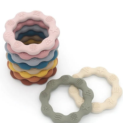 🌸🦷 Anneau de Dentition Fleur – Silicone Alimentaire – Jouet de Molarité &amp; Cognition Tactile pour Bébé™ - Planète bébé