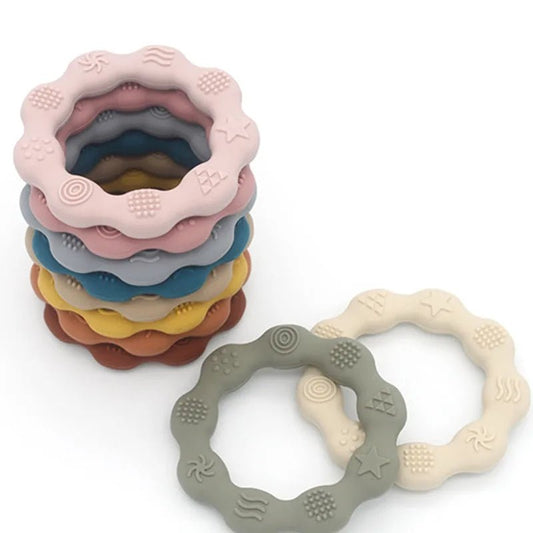 🌸🦷 Anneau de Dentition Fleur – Silicone Alimentaire – Jouet de Molarité &amp; Cognition Tactile pour Bébé™ - Planète bébé