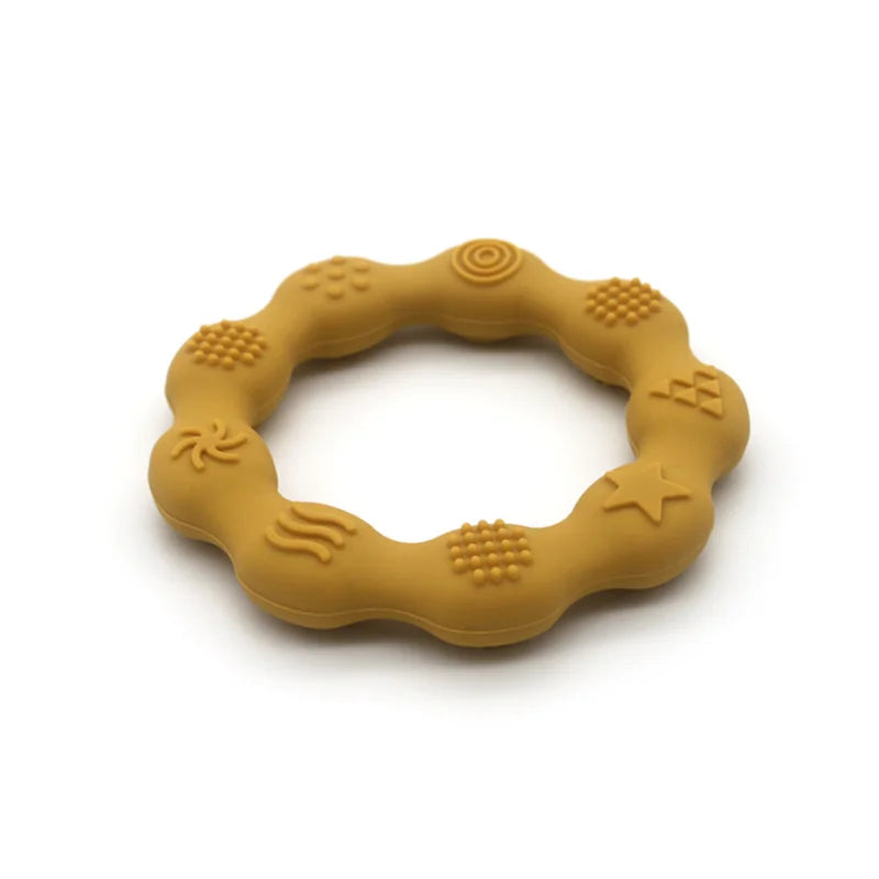 🌸🦷 Anneau de Dentition Fleur – Silicone Alimentaire – Jouet de Molarité &amp; Cognition Tactile pour Bébé™