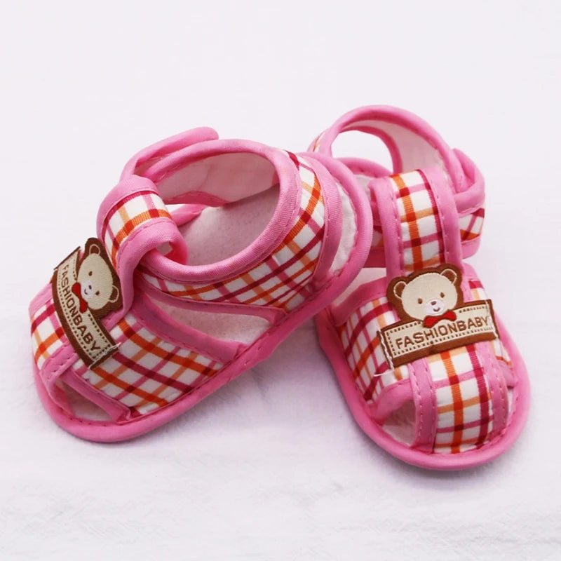 Sandales Bébé d’Été à Motif Ourson – Premiers Pas Semelle Souple™