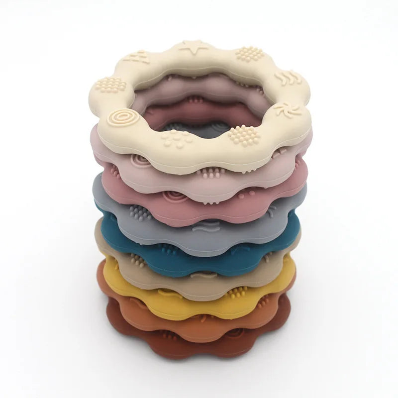 🌸🦷 Anneau de Dentition Fleur – Silicone Alimentaire – Jouet de Molarité &amp; Cognition Tactile pour Bébé™