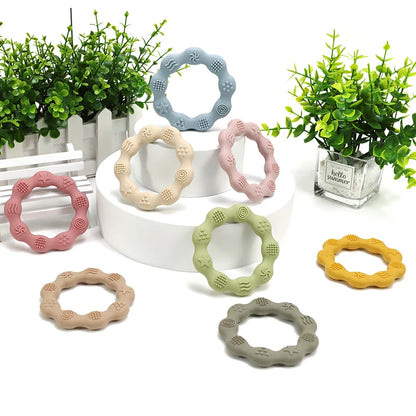 🌸🦷 Anneau de Dentition Fleur – Silicone Alimentaire – Jouet de Molarité &amp; Cognition Tactile pour Bébé™