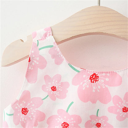 👗 Robe Été Fille – Lot de 2 – Sans Manches avec Nœud &amp; Imprimé Fleuri – 0 à 3 Ans™ - Planète bébé