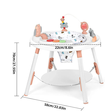Centre d’Activité Bébé 3-en-1 – Tapis à Sauter et Table avec Jouets Amovibles et Siège Rotatif™