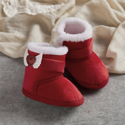 🧣❄️ Bottes d’Hiver Bébé – Chaudes &amp; Mignonnes – Bottines Bébé à Scratch avec Ailes en Cœur – 0 à 18 Mois – Unisexe™ - Planète bébé