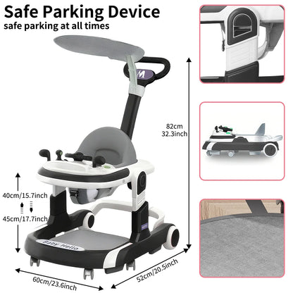 Trotteur Bébé Multifonction™ – Avec Pare-Soleil, Siège Confort et Musique – Antibasculement et Réglable