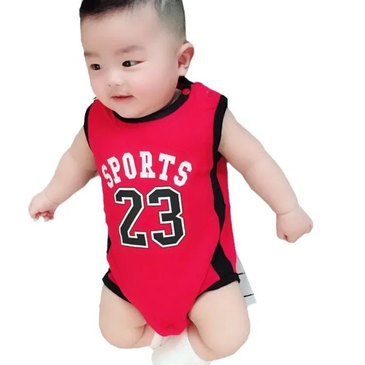 🌞 Barboteuse Bébé Été sans Manches – Style Sporty &amp; Chapeau Assorti – EMPMOKEY™ - Planète bébé