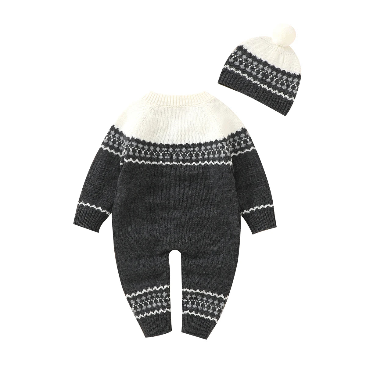 Combinaison Bébé Tricotée avec Bonnet – Body Hiver Automne