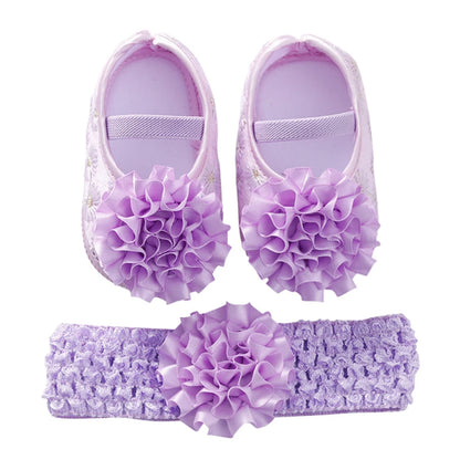 👣🎀 Chaussures Baptême Bébé Fille + Bandeau – Ensemble Dentelle Fleurie – Souples &amp; Respirantes – 0 à 12 Mois™