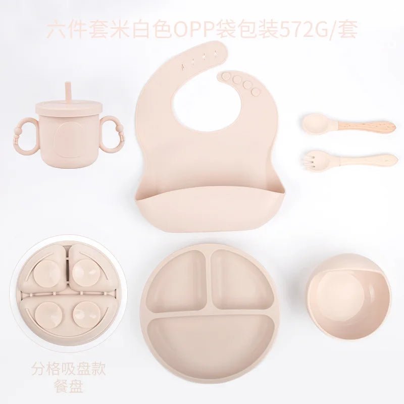 🍽️ Set de Vaisselle en Silicone pour Bébé – 8 Pièces Évolutives et Sûres™ - Planète bébé