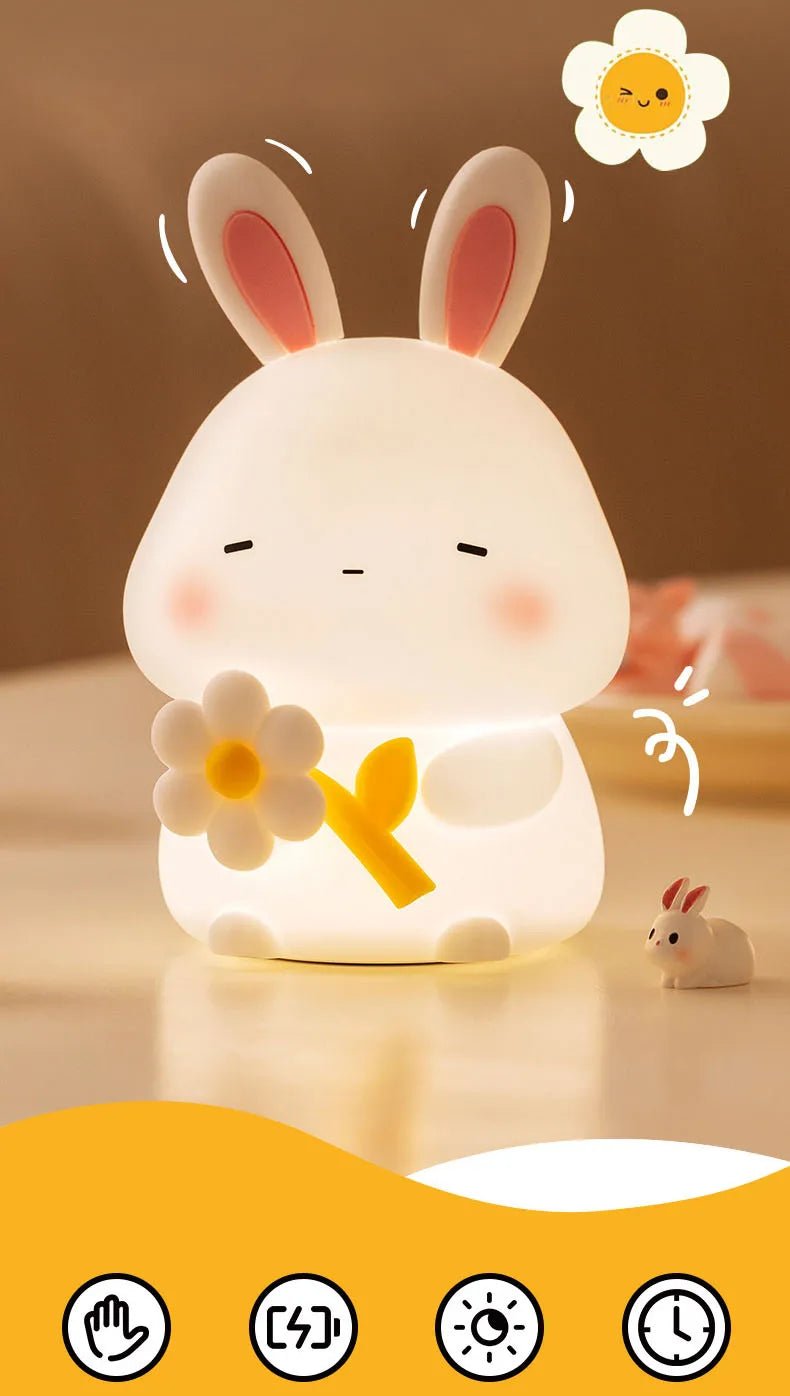 Veilleuse Enfant Lapin en Silicone - Planète bébé