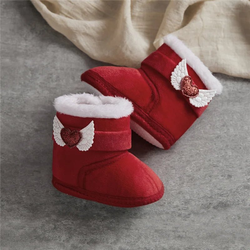 🧣❄️ Bottes d’Hiver Bébé – Chaudes &amp; Mignonnes – Bottines Bébé à Scratch avec Ailes en Cœur – 0 à 18 Mois – Unisexe™ - Planète bébé