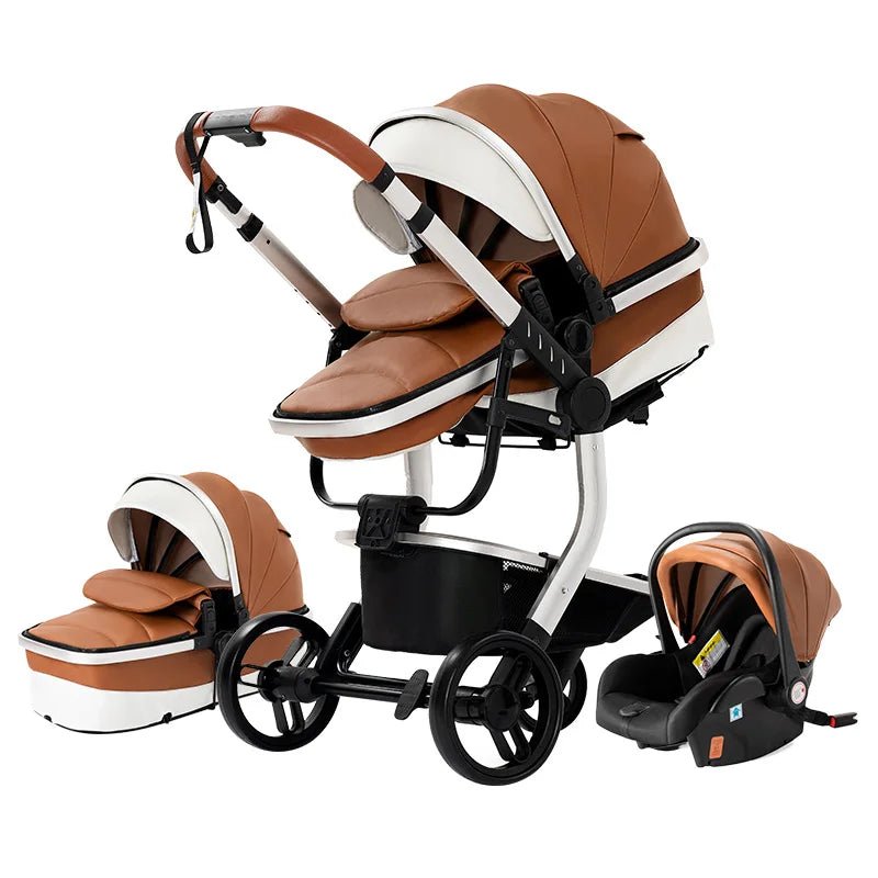 Poussette Bébé 3 - en - 1 de Luxe – Cuir PU - Planète bébé