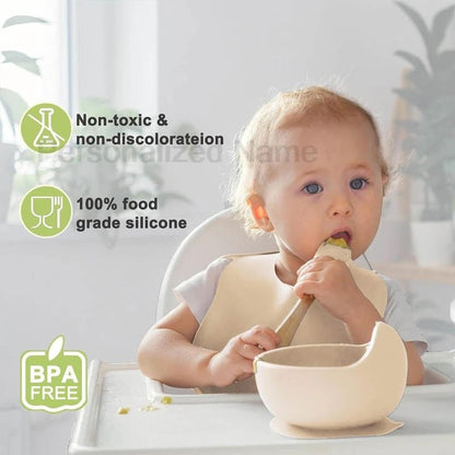 🍽️👶 Set Repas Bébé Personnalisable – Nom Gravé – Silicone Alimentaire Antidérapant (8 pièces)™ - Planète bébé