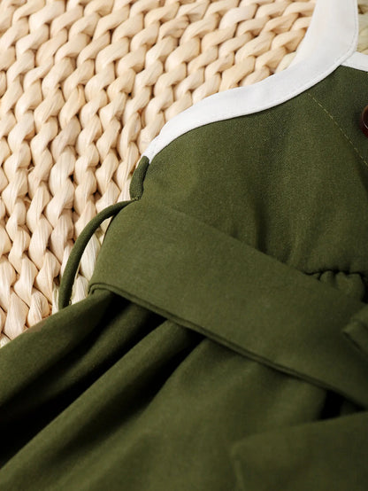 Robe Bébé Fille d’Été à Bretelles – Patchwork Color Block &amp; Style Casual™