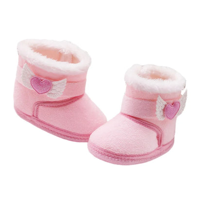 🧣❄️ Bottes d’Hiver Bébé – Chaudes &amp; Mignonnes – Bottines Bébé à Scratch avec Ailes en Cœur – 0 à 18 Mois – Unisexe™