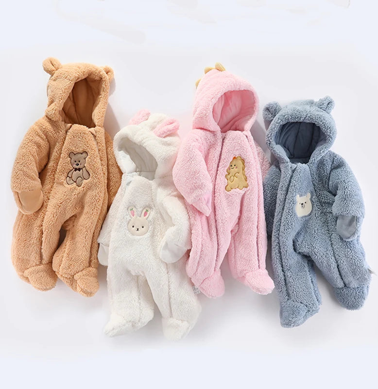 🧸 Combinaison d’Hiver Bébé avec Capuche – Épaisse, Chaude &amp; Mignonne – 0 à 12 Mois™ - Planète bébé