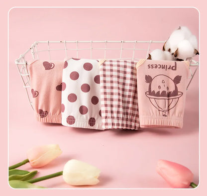 Lot de 4 Culottes Coton Filles – Motifs Cartoon Douces et Confortables™