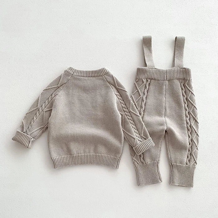 🧶🍂 Ensemble Bébé Tricoté – Style Coréen – Automne/Hiver – Unisexe 0-12 Mois™ - Planète bébé