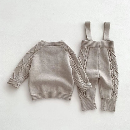 🧶🍂 Ensemble Bébé Tricoté – Style Coréen – Automne/Hiver – Unisexe 0-12 Mois™ - Planète bébé
