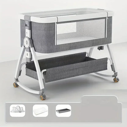 🛏️👶 Lit Bébé Multifonction – Berceau Portatif avec Réglage en Hauteur &amp; Fonction Bascule – Lit d’Appoint Pliable™