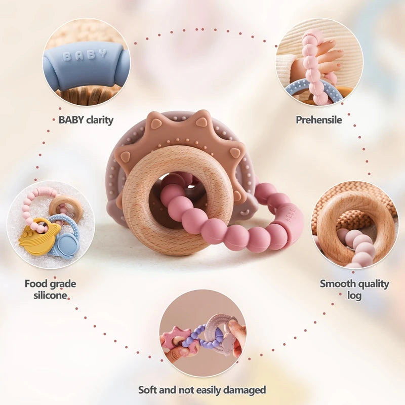 🪐👶 Anneau de Dentition Bébé – Silicone Alimentaire – Bracelet Sensoriel Planète – Dès 0 Mois™ - Planète bébé