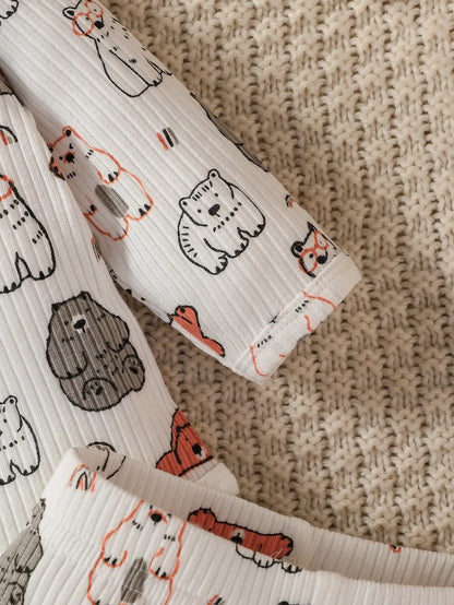 👶🍂 Ensemble Bébé Garçon 2 Pièces + Bonnet – Manches Longues – Automne | Confort Coton Doux™