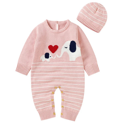 Combinaison Bébé Tricotée avec Bonnet – Body Hiver Automne