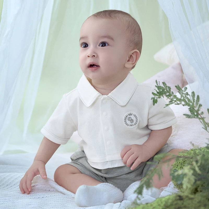 👶 Barboteuse Bébé Garçon Dave &amp; Bella – Manches Courtes – 100% Confort Été – 6 à 24 Mois ™ - Planète bébé