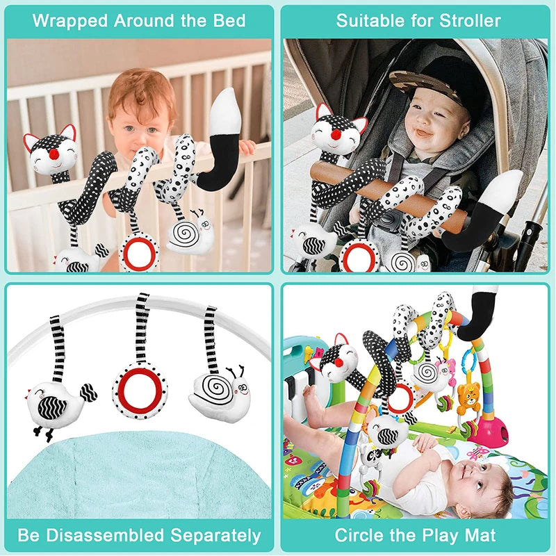 🚗🧸 Jouet de Voiture pour Bébé – Miroir, Grelot, Bruit de Papier &amp; Poignée Squeaky – Jouet d’Éveil pour Siège Auto ou Poussette™
