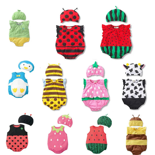 👶🎀 Ensemble Body &amp; Chapeau pour Bébé – Été – Coton Doux – Imprimé Adorable – 0 à 12 Mois™ - Planète bébé