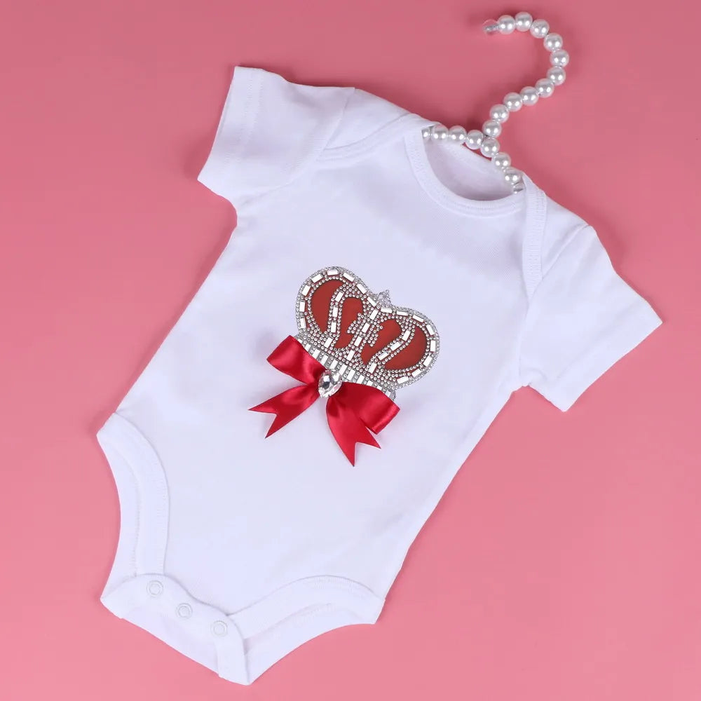 👶 Combinaison Bébé Unisexe Blanche – Motif Couronne Cristal – 3 à 24 Mois™ - Planète bébé