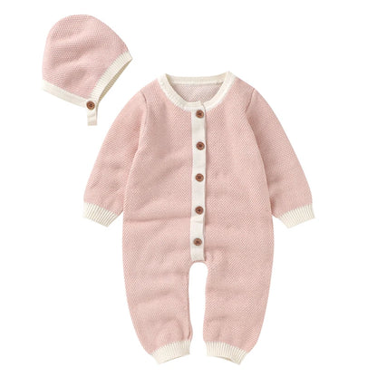 Combinaison Bébé Tricotée avec Bonnet – Body Hiver Automne