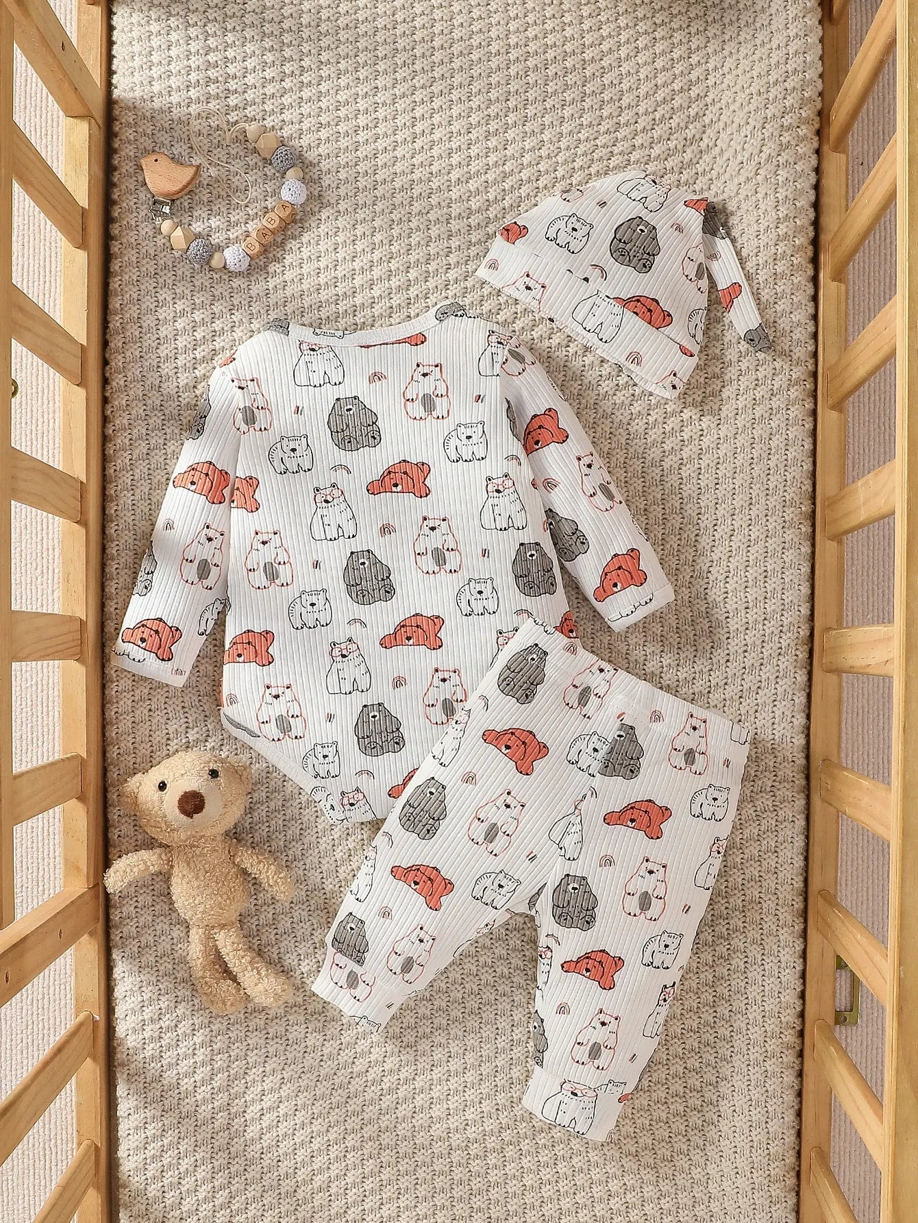 👶🍂 Ensemble Bébé Garçon 2 Pièces + Bonnet – Manches Longues – Automne | Confort Coton Doux™ - Planète bébé