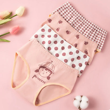 Lot de 4 Culottes Coton Filles – Motifs Cartoon Douces et Confortables™