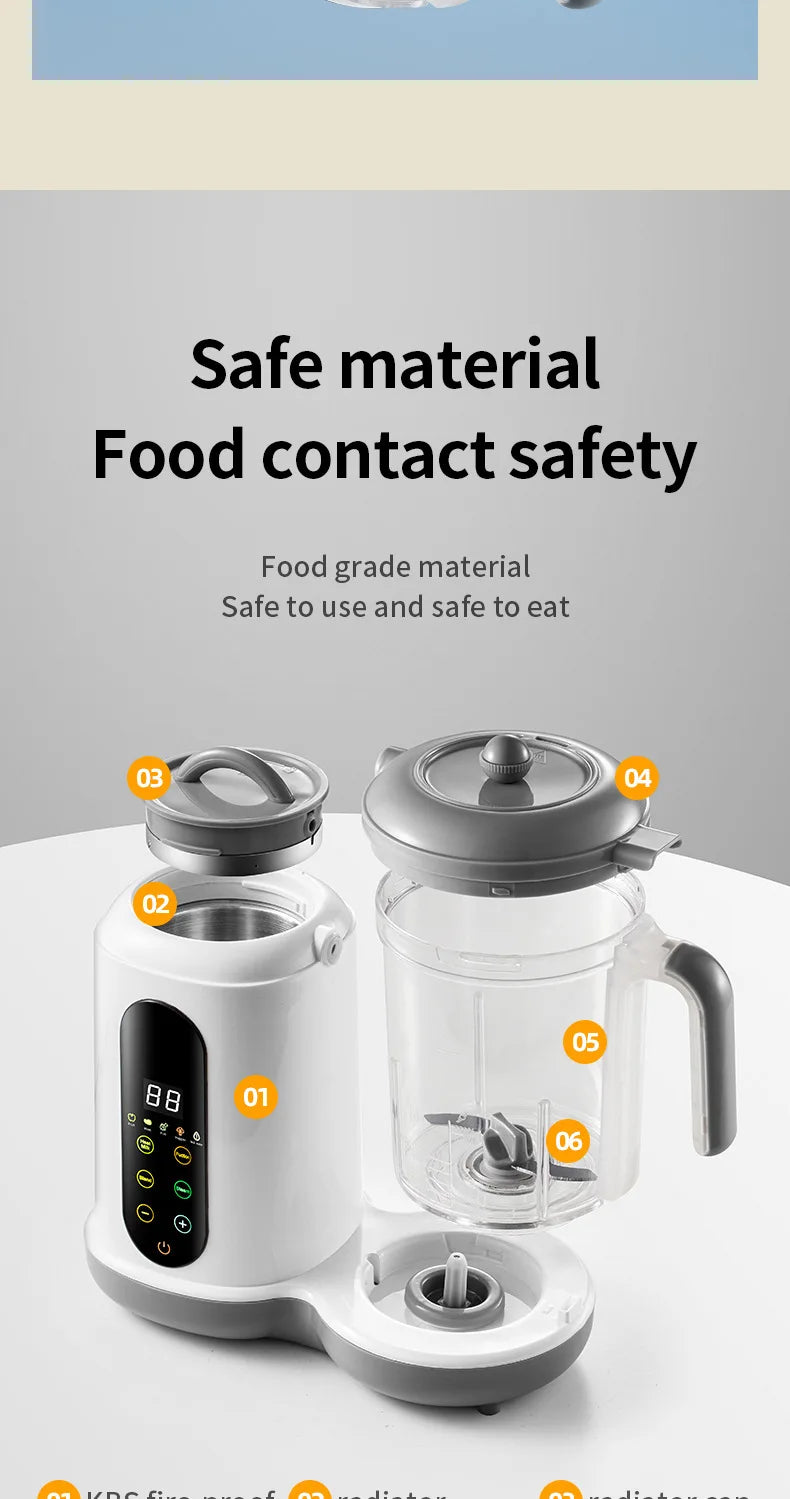🥣👶 Robot Multifonction pour Alimentation Bébé – Cuiseur Vapeur, Mixeur, Chauffe-Lait &amp; Afficheur de Température™ - Planète bébé