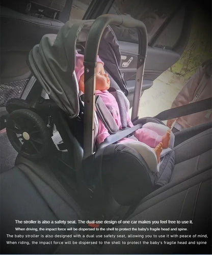 Poussette Bébé 4 en 1 Haute Vue – Pliable