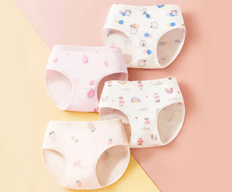 Lot de 4 Culottes Coton Filles – Motifs Cartoon Douces et Confortables™