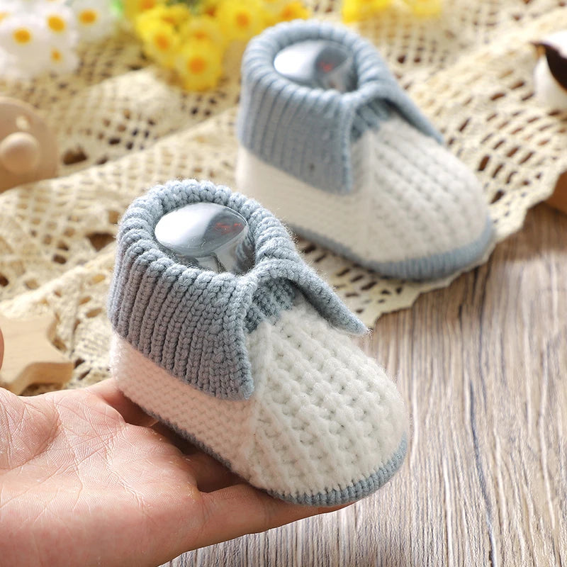 Chaussons Bébé Tricotés Chauds – Patchwork Mode & Faciles à Enfiler™