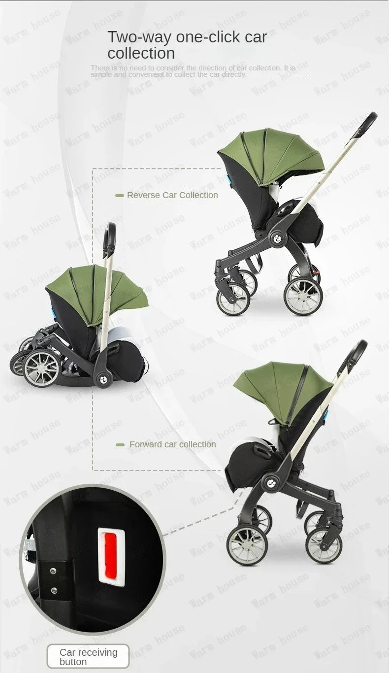 Poussette Bébé 4 en 1 Haute Vue – Pliable - Planète bébé