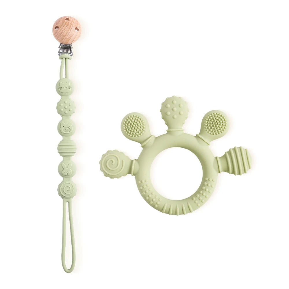 🦁👶 Anneau de Dentition en Silicone – Forme Animale Ludique – Apaisant &amp; Sensoriel™